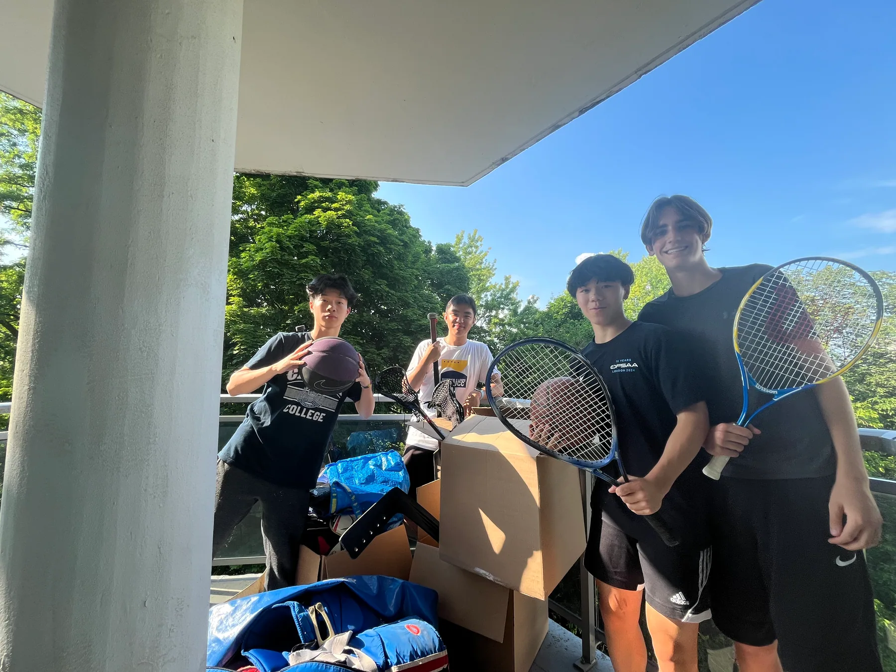 Donated sports equipment from an early PassNPlay drive