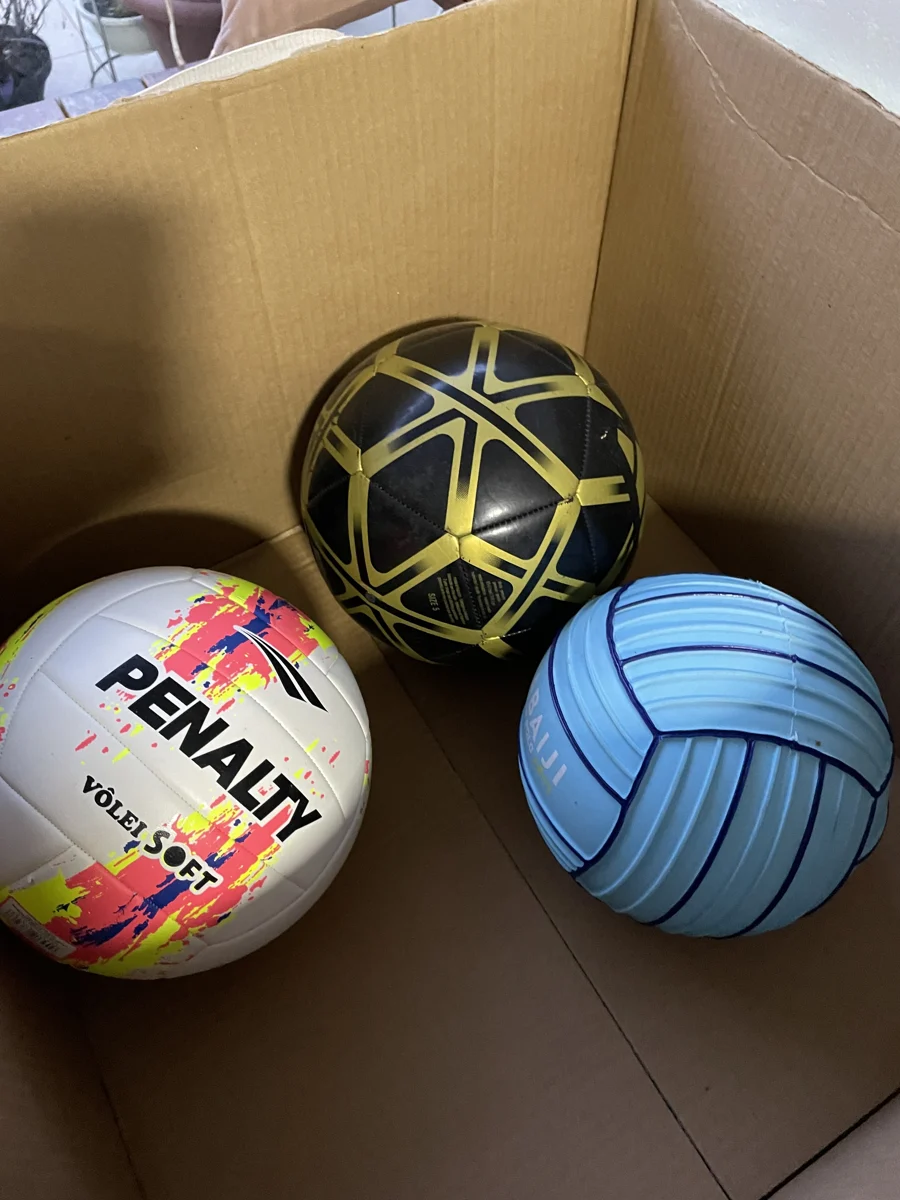Donated sports balls from the Brazil chapter equipment drive