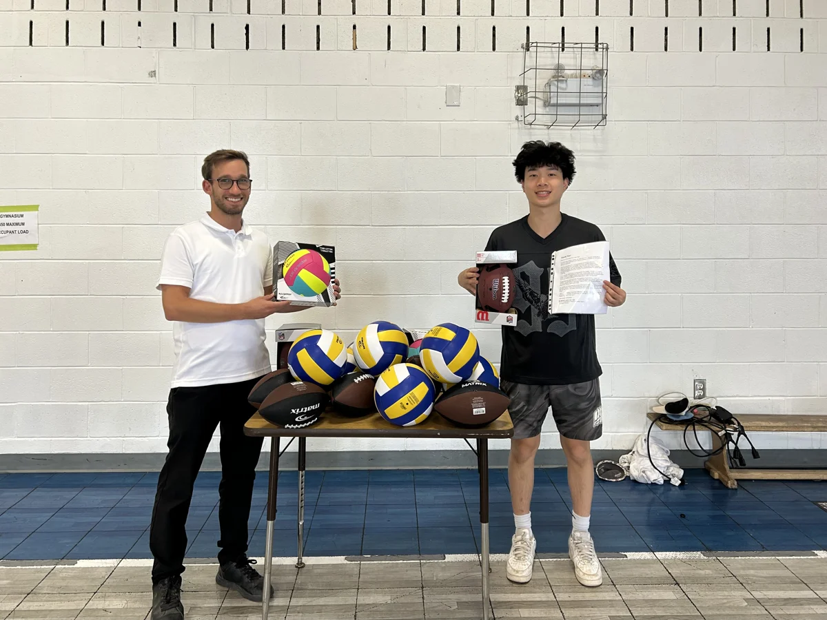 Equipment donation to Mr. Michael Laszlo's physical education program, August 2026